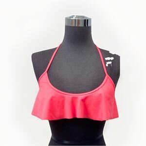 Victoria’s Secret Flounce Halter Coral Bikini Top XS Swim Removable Pads